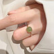 GRAMDA925 Silver Small Sugar Cube Hetian Jade Ring Women's Open Jade Ring Jewelry Birthday Gift for Girlfriend and Wife Small Sugar Cube Hetian Jade Silver Ring (Certificate)