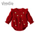 Fanxian Baby Clothes Spring Clothing Coverall Newborn Girl Onesie Princess One Hundred Days and One Year Old Dress Spring and Autumn Red 66cm
