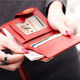KUQIDAISHU Women's Wallet Student Korean Short Folding Cartoon Zipper Coin Wallet Fashion New Women's Clutch Card Bag Red