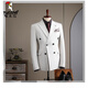 Woodpecker (TUCANO) double-breasted striped suit men's suit casual groom wedding dress business slim suit suit men 6831 black stripes (suit + trousers) 52/XL (125-135Jin Jin equals 0.5 kg)