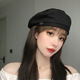 Hetong beret women's thin summer octagonal hat Korean style Japanese style British retro painter hat trend QT-221 black M (56-58cm)