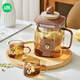 Manchaojia LINE FRIENDS Brown Bear glass cold kettle heat-resistant teapot gift set household water cup cold kettle heat-resistant and cold-resistant Brown Bear small cup-100ML