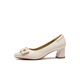 Red Dragonfly Leap Moon Shoes High Heels 25 Spring Thick Heels Women's Shoes Pointed toe Workplace Small Leather Shoes Single Shoes WLB15124 Beige White 36