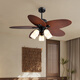 Weather Vane mittelalterlicher Stil Retro Restaurant Lüfter Licht Imitation Weinblätter Pastoral Country Style Variable Frequenz Großer Windkraft Stille Deckenlüfter Licht 52-736A Licht Farbe Blatt 3 Lampe runde Steinmuster Abdeckung