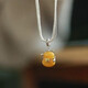 Luoyi 925 silver amber beeswax cat pendant necklace exquisite pendant new Chinese style random buckle pendant clavicle chain beeswax pendant + 925 silver necklace