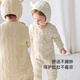 babylove婴儿连体衣秋冬款夹棉保暖衣服男宝女宝哈衣莫代尔爬服刺绣休闲装