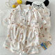 Pajama de tres piezas de terciopelo ártico para mujeres en el algodón de algodón de algodón de verano de algodón de manga corta algodón de algodón lindo cachorro de cachorro estilo primavera y ropa de verano Z9902 m [80-100Jin [Jin iguala 0.5 kg]]]