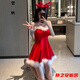 
Mafixuan Christmas clothes for women retro and fashionable Christmas atmosphere New Year beautiful girl dress Internet celebrity Christmas hanging Christmas jacket 9742 S (recommended 80-90Jin [Jin equals 0.5 kg])