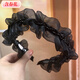 Containing spring flowers 2025 new high skull headband women's headband pressure hairpin hair bundle headwear hair travel pleats suitable for short hair and small face Black crystal mesh pleated headband