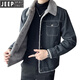 Jeep (Jeep) Revers-Denimjacke für die Frühlings- und Herbst-Marke für Herren und Herbst und Velvet verdickte große Kurzmännchen-Jacke für Männer und Samt 983 Black M 106-120jin [Jin Equals Equals Equals] kann getragen werden