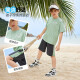 Pregunte Junior Children's Day Sports Sports Sports 25 Summer Thin Boy Short Manga Shortas Shorts de camiseta Running Running Green [JE2MHS13918M] 160