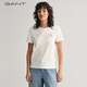 Gant/Gante Nuevas tops para mujeres de moda, versátiles, simples y cómodas concha bordada de color sólido de manga corta Camiseta redonda redonda 671-PINK XL
