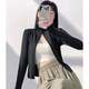 Ershanji Sports Jacket Women's Long Sleeve Tights Slim Running Fitness Yoga Wear Pilates Training Top Slim Yoga Wear Jacket Star Black M (90-110Jin Jin is equal to 0.5kg)