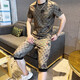 皮尔卡丹（pierre cardin）轻奢欧货潮牌冰丝短袖t恤短裤男套装夏季2025新款休闲百搭两件套 829白色套装 M 85-100斤