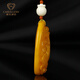 Carol amber chicken fat yellow beeswax pendant for men and women old beeswax carved fish pendant natural oxidized amber pendant