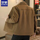 ROMON's new autumn and winter woolen jacket men's Korean style slim lapel plus velvet thickened short coat coat trendy plus velvet brown thickened 2XL 135-150Jin Jin is equal to 0.5 kg