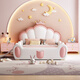 Children's bed girl princess bed internet celebrity single bed girl's bed crown with fence bed pink solid wood bed with guardrail fairy child's bed + 20cm latex mattress 1.5m*2.0m frame structure