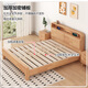 Qifeng Guangdong Foshan furniture bed solid wood bed rubber wood modern Nordic double bed master bedroom log bed simple style wooden bed single bed (log color main picture) 1500mm*2000mm frame structure