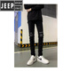 Jeep Spirit Jeep Jeep Herren neue High Street Trend Marke High-End-Herrenhosen Patch Herrenhosen Schwarze Schlanke Füße Hosen Schwarz G833 Modell 32