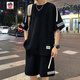 Aemape Casual Sports-Anzug Herren Sommer Neues lose Eisseide Kurzärärmelte T-Shirt-Herrenshorts gepaart mit gutaussehendem Set FKS653 Weißer Anzug M ca.