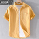 JEEP SPIRIT linen short-sleeved shirt men's summer 2025 new casual cotton linen large size white thin shirt men's 9711 white M [100-110Jin[Jin equals 0.5 kg]]