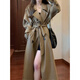 GARNUO Khaki trench coat women's mid-length 2025 early spring and autumn new Korean style small high-end casual coat Khaki M 111-130Jin Jin is equal to 0.5 kg