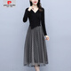 皮尔卡丹（pierre cardin）2025春秋连衣裙女新款毛衣裙假两件黑色蕾丝打底中长款针织连衣裙 黑色6172 L 【尺码建议95-110斤】