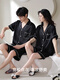 Catman (MiiOW) couple pajamas one man and one woman ice silk summer new high-end short-sleeved cardigan can be worn outside home clothing suit 6218-Men [Couple pajamas set ice silk style] XL [Please refer to the details page for details]