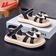 Huili Chaussures pour enfants Sandales pour enfants 2025 Été Nouvelles filles Solemn Solemn All-Match Chaussures décontractées arc moyennes grandes enfants chaussures respirantes beige noire -1047 28