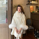 Golden Fox Brand Autumn and Winter New Double-Sided Wool Coat Women's Fox Fur Collar Cloak Shawl Korean Wool Fur Jacket Mixed Cute S (85~115)
