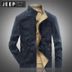 JEEP SPIRIT Reversible Jacket Men's High-end New Autumn and Winter Cotton Stand Collar Loose Casual Large Size Workwear Khaki XL
