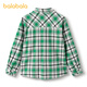 Balabala Official Authentic Children's Shirt Boys' Shirt Long Sleeve 2025 Spring and Autumn Clothing Girls Plaid Green Tone 00444 90 cm