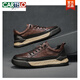 CARTELO Shoes for men's autumn new low-top leather breathable lightweight board shoes for men's spring and autumn casual sports workwear shoes trend L1392 black 41