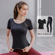 Sporn Yoga Wear Women's 2025 New Set Short-Sleeved Thin Professional Fitness Sports Running Wear Slimming Pilates Top Black Top + Pants Suit XL (120-140Jin Jin equals 0.5kg)