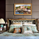 Diqi europäischer Stil Sea View Town Landschaft handbemalte Ölgemälde Eingang Eingangsbilder amerikanische Schlafzimmer Wohnzimmer Dekoration Gemälde 692 Gold Massivholz Rahmen 140x90