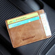 Bosdenton card holder, business card holder, thin leather retro driver's license holster, bank card holder, mini wallet for men and women