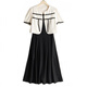 Lislave New Chinese Style Damen Kurzärärmelte Schal zweiteiliger Kleid 2024 Neuer Sommer-Stand-up-Halsband gedrucktem Hosentuch Rock Schwarz 679 L