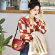 CALCULAT/KEENCK women's bag saddle bag independent design 866 can series large semi-circular leather underarm bag crossbody bag khaki large size