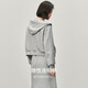 Chandubila comfortable and casual zipper hooded collar off-shoulder sweatshirt elastic waist draped large hem fishtail skirt cotton suit floral gray M