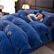 Mengyan MENGYAN new autumn and winter thickened and warm four-piece set, type A baby velvet fabric, comfortable to sleep naked, machine washable quilt cover, Alyssa-Bentley blue bed sheet, 1.5 meters (quilt cover 200*230cm)