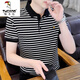 Woodpecker (TUCANO) men's striped POLO Paul shirt short-sleeved T-shirt for men in summer. Cotton half-sleeved new high-end embroidered top for men Y6626 gray XL [1020-135]Jin[Jin equals 0.5 kg]