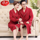 
LangSha (LangSha) middle-aged men and women long sleeve cotton bathrobe nightgown mid-length large size pajamas home clothes big red zodiac year red 1 LSY16822 M