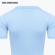 Ann Andelman offizielle Direktverkäufe Solid Color Slim Short Style Floral Schriftart Eisen Diamant gestrickt kurzärmelig T-Shirt Top für Frauen Blue XS