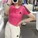 阿迪达斯 （adidas）短款T恤女夏季新款露肚脐上衣辣妹美式紧身棉 JV9859/拍大一码 S85-110斤 均码