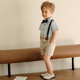 Luobobe (luobobeibei) Kinderkleider Jungen Frühling und Sommer Britisch-Streifen-Overhirts Hemd Set Green Shirt Vierteilige Set 120