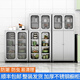 Ling Yuxun customized wholesale 304 stainless steel kitchen cupboard multi-functional kitchen storage cabinet storage kitchen cabinet rural household pot 201 stainless steel door 700 wide double door