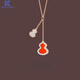 Fat Donglai's same style 18K gold gourd pendant necklace for women summer light luxury niche 2023 new k rose gold agate red agate double gourd necklace