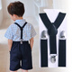 Yusenyi Elastic suspenders for male and female babies, infants and children's pants, black anti-fall elastic suspenders, pants clip suspenders, black and white striped long suspenders (140-160 sizes)