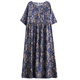 
JIANDANG (JIANDANG) large-size women's summer new round neck print simple bohemian loose long vacation dress 16823 Navy blue and white large size one size [200Jin [Jin equals 0.5 kg] below]