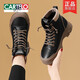 Martin-Stiefel mit Cartelo-Dickdickern 2025 Frühling und Herbst Neue britische Stil lässige Kurzstiefel High Top Damenschuhe Retro Look Small 1591-1 Schwarzkaffee plus Samt 39
